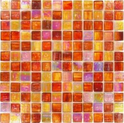 Burnt Orange 1x1 Glossy And Iridescent Glass Tile
