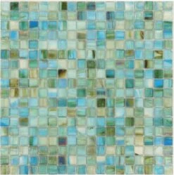 Turquoise 5/8x5/8 Glossy And Iridescent Glass Tile