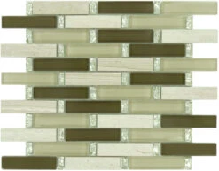 Herbal Garden Brown 1x4 Glass And Stone Glossy Tile