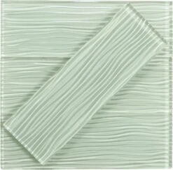 Ice Mist Green Wave 4x12 Glossy Glass Subway Tile