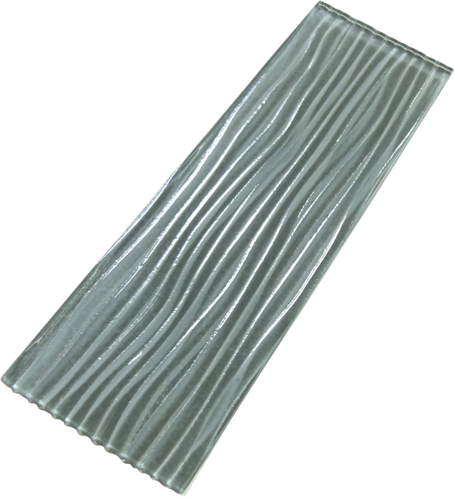 Gray Sky Wave 4x12 Glossy Glass Subway Tile 8 Gray Sky Wave 4x12 Glossy Glass Subway Tile - Image 6