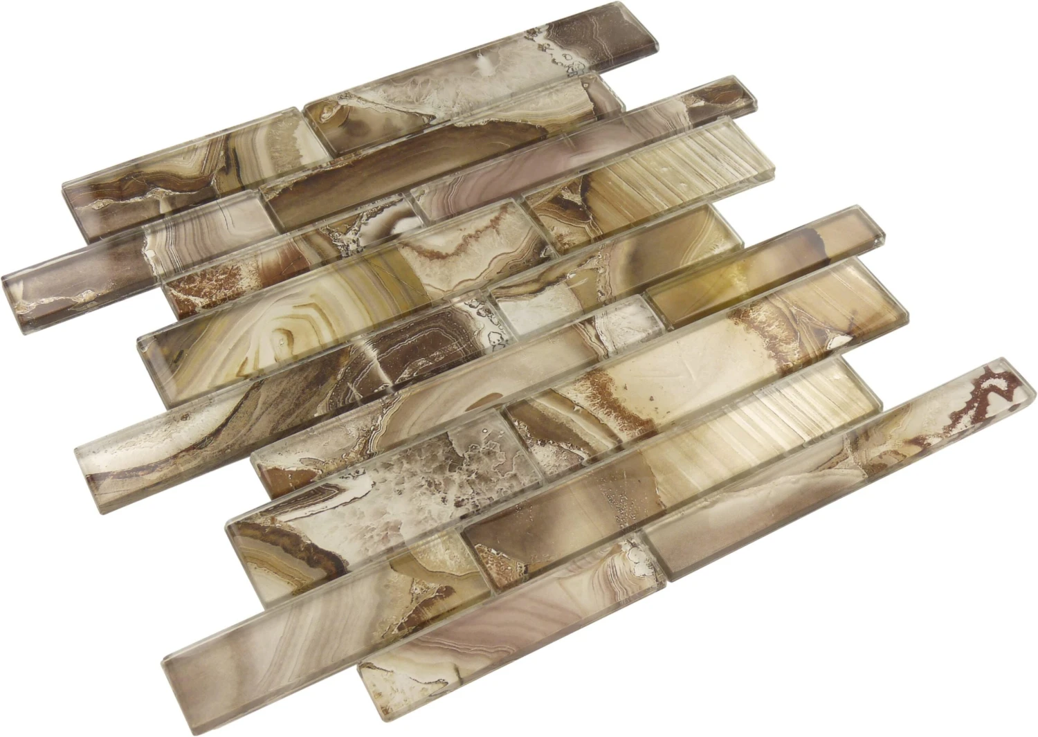 Buttercup Patch Brown Random Brick Glossy Glass Tile 5 Buttercup Patch Brown Random Brick Glossy Glass Tile - Image 3