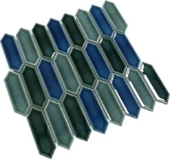 Decko Neo Wright Blue Elongated Hexagon Tile 7 Decko Neo Wright Blue Elongated Hexagon Tile -Oasistile Store euro glass decko neo wright blue elongated hexagon tile dek3510 34854161416386