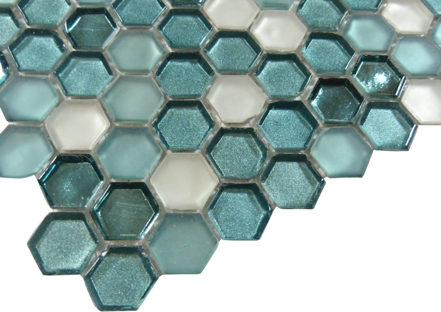 Tropical Sea Blue Hexagon Glossy And Frosted Glass Tile 4 Tropical Sea Blue Hexagon Glossy And Frosted Glass Tile - Image 2