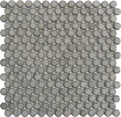Greenwich Downtown Fervor Grey Penny Round Recycled Glossy Glass Tile