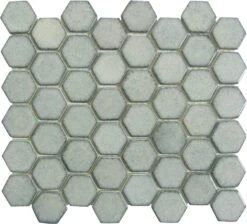 Greenwich Downtown Grey Fervor Hexagon Recycled Gloss Glass Tile
