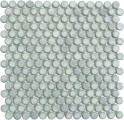Greenwich Urbanite Grey Penny Round Recycled Glossy Glass Tile