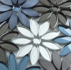 Hydrangea Thicket Grey Brushed Metal And Glass Tile 9 Hydrangea Thicket Grey Brushed Metal And Glass Tile -Oasistile Store euro glass grey flower mosaic tile glass and metal mosaic tile 29648456941762