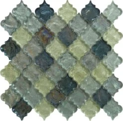 Heavenly Lagoon Blue Glossy And Iridescent Glass Tile