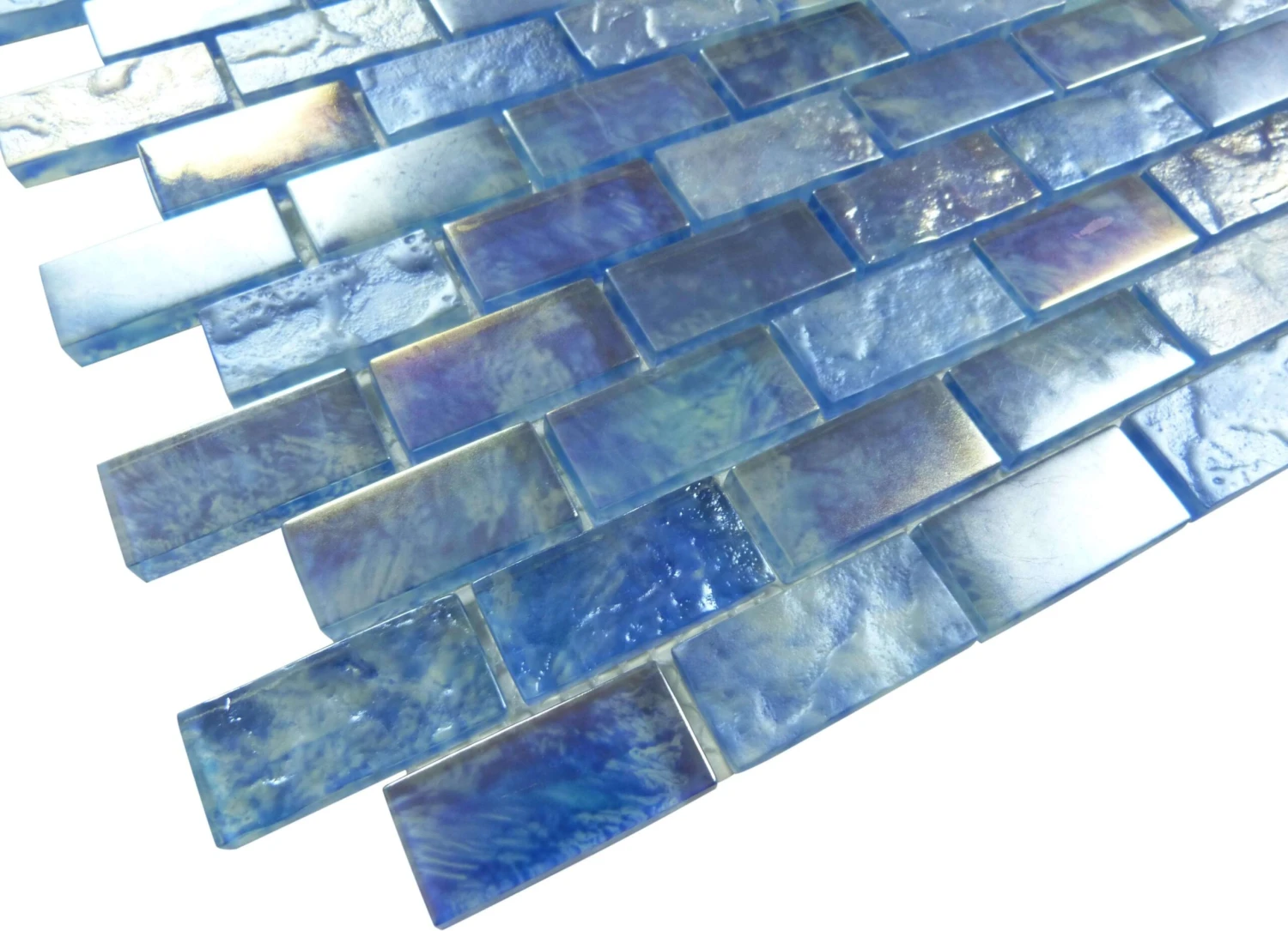 Mykonos Harbor Neon Waters Blue 1x2 Iridescent Rippled Frosted Glass Tile 5 Mykonos Harbor Neon Waters Blue 1x2 Iridescent Rippled Frosted Glass Tile - Image 3