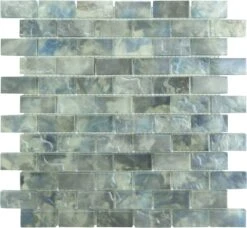Mykonos Harbor Zeus Landing Grey 1x2 Iridescent Rippled Frosted Glass Tile