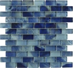 Natural Beauty Antigua Bay Blue 1x2 Glossy Glass Tile