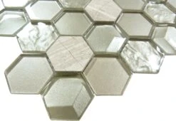 Nimbus Cloud Hexagon Beige Glossy Glass And Stone Tile 7 Nimbus Cloud Hexagon Beige Glossy Glass And Stone Tile -Oasistile Store euro glass nimbus cloud hexagon beige glossy glass stone tile oasis tile 39017710026946