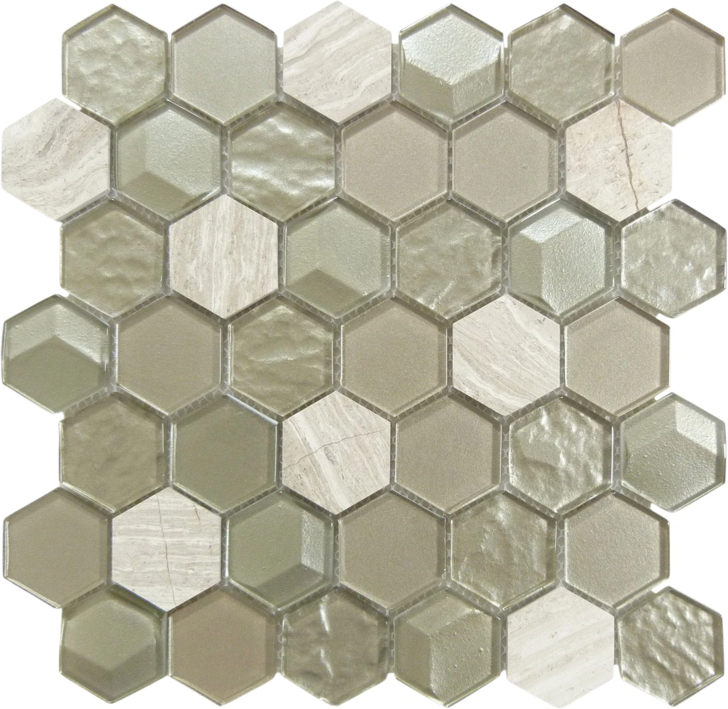 Nimbus Cloud Hexagon Beige Glossy Glass And Stone Tile 3 Nimbus Cloud Hexagon Beige Glossy Glass And Stone Tile