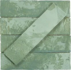 Rain Drops Fern Drizzle Green 3x12 Glossy Ceramic Tile
