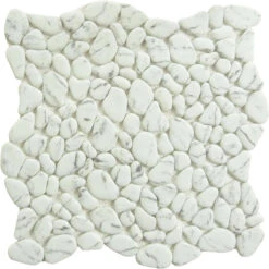 Riverbed Bubbling Creek White Pebble Recycled Matte Glass Tile