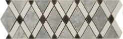 Mugworth Thassos White And Basalt Diamond Polished Stone Border Tile