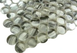 Spheres Artik Blend Grey Penny Round Glossy Glass Tile -Oasistile Store euro glass spheres artik blend grey penny round glossy glass tile srs3804 33200321659074