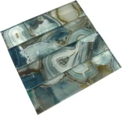 Magical Forest Crystal Lagoon Aqua 3x12 Glossy Glass Subway Tile -Oasistile Store euro glass this magical forest crystal lagoon aqua 3 x 12 tile is ideal 29700741103810