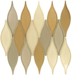 Seaside Cliffs Unique Shape Beige Glossy And Frosted Glass Tile
