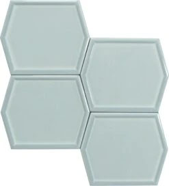 Vague Sky Grey 5x6 Hexagon Glossy Ceramic Tile