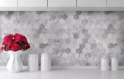 Carrara White Hexagon Stone Polished Tile 9 Carrara White Hexagon Stone Polished Tile -Oasistile Store horizon tile white hexagon polished stone tile 212055 shop oasis tile 36966612992194