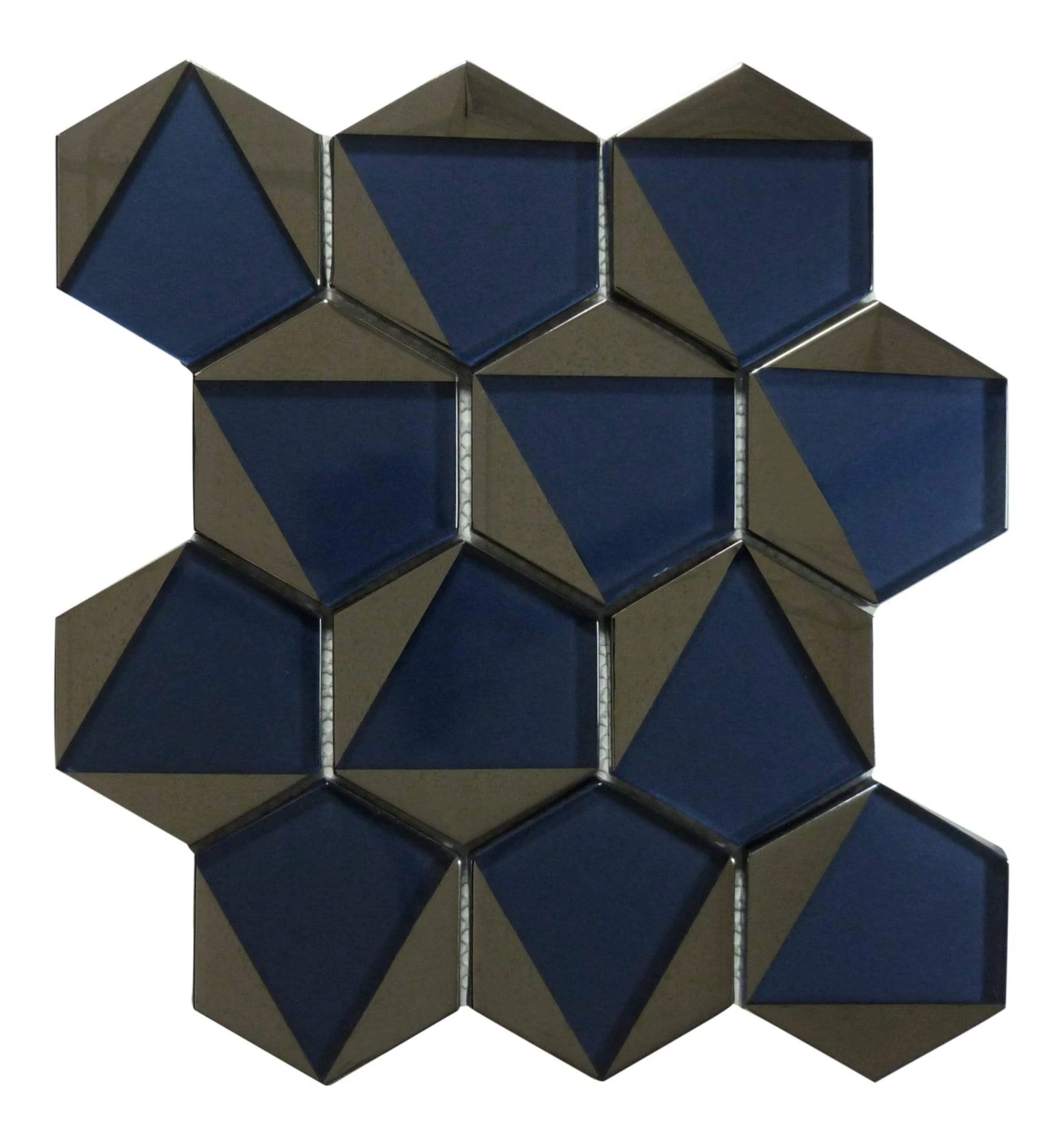 Castle Fort Brilliant Blue Hexagon Glossy Glass Tile 3 Castle Fort Brilliant Blue Hexagon Glossy Glass Tile