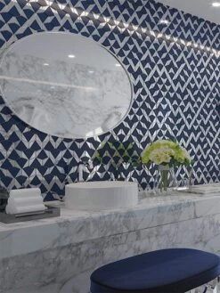 Castle Fort Brilliant Blue Hexagon Glossy Glass Tile 11 Castle Fort Brilliant Blue Hexagon Glossy Glass Tile -Oasistile Store matrix mosaics castle fort brilliant blue hexagon glossy glass tile kk mcbhex 29673941237954