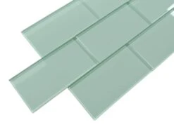 Malted Mint Green 3x6 Glossy Glass Subway Tile -Oasistile Store matrix mosaics malted mint green 3 x 6 glossy glass subway tile oasis tile 29726100750530