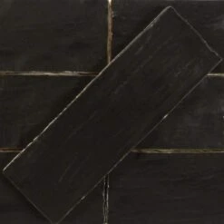 Jubilee Onyx Black 2 1/2x8 Ceramic Shimmer Subway Tile