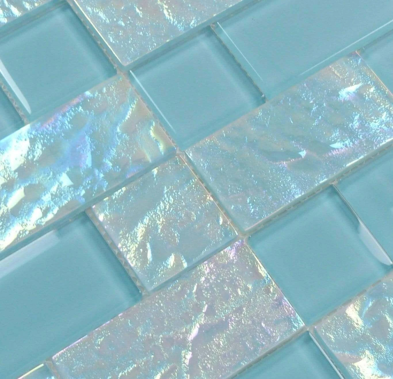 Oceanic Unique Shapes Aqua Glossy And Iridescent Glass Tile 6 Oceanic Unique Shapes Aqua Glossy And Iridescent Glass Tile - Image 4