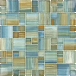 Spa Unique Shapes Aqua Glossy Glass Tile