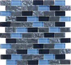 Titanium Blue 1x2 Glossy And Iridescent Glass Tile