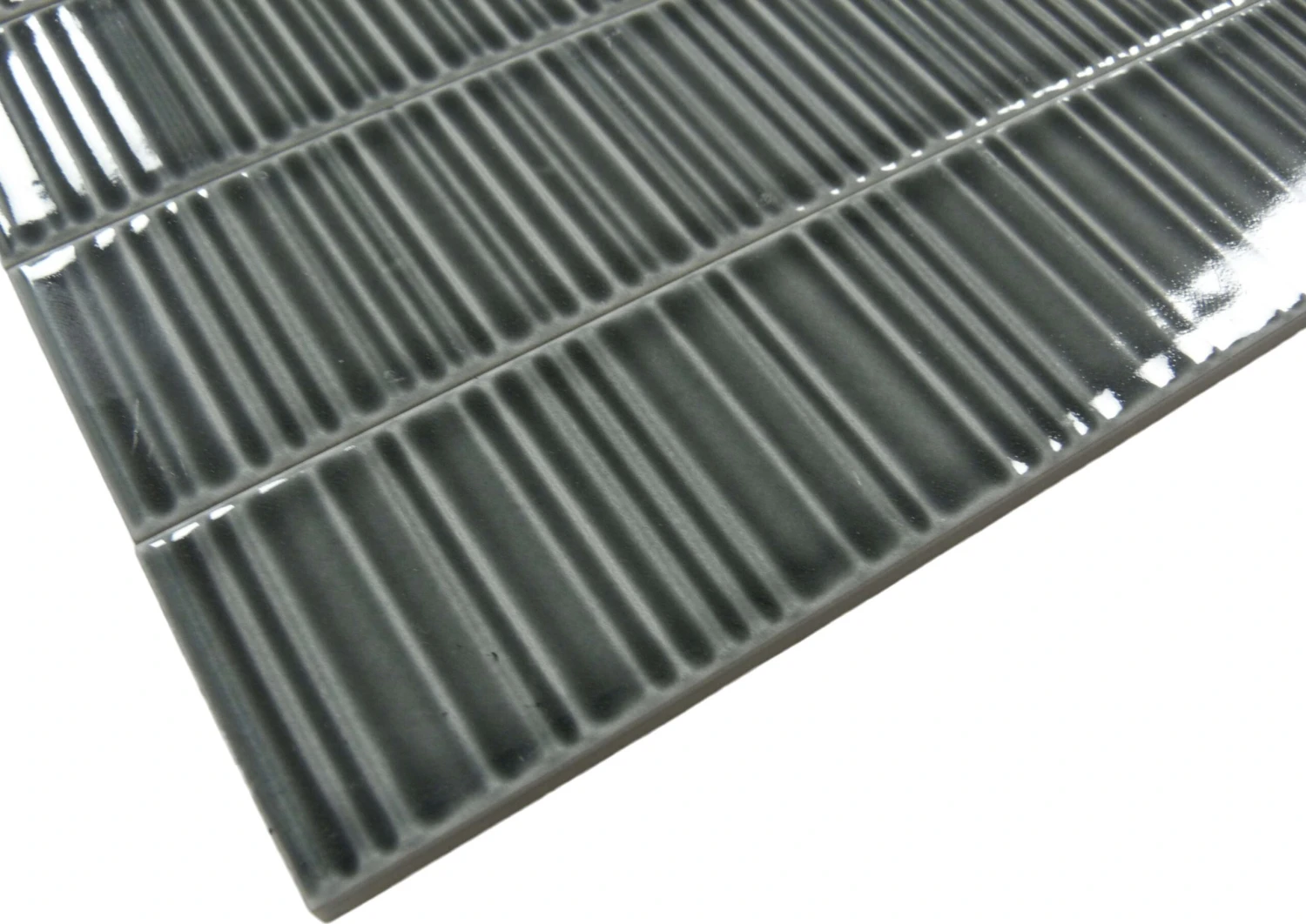 Illusion Providence Grey Rippled Bar 2x8 Glossy Porcelain Tile 4 Illusion Providence Grey Rippled Bar 2x8 Glossy Porcelain Tile - Image 2