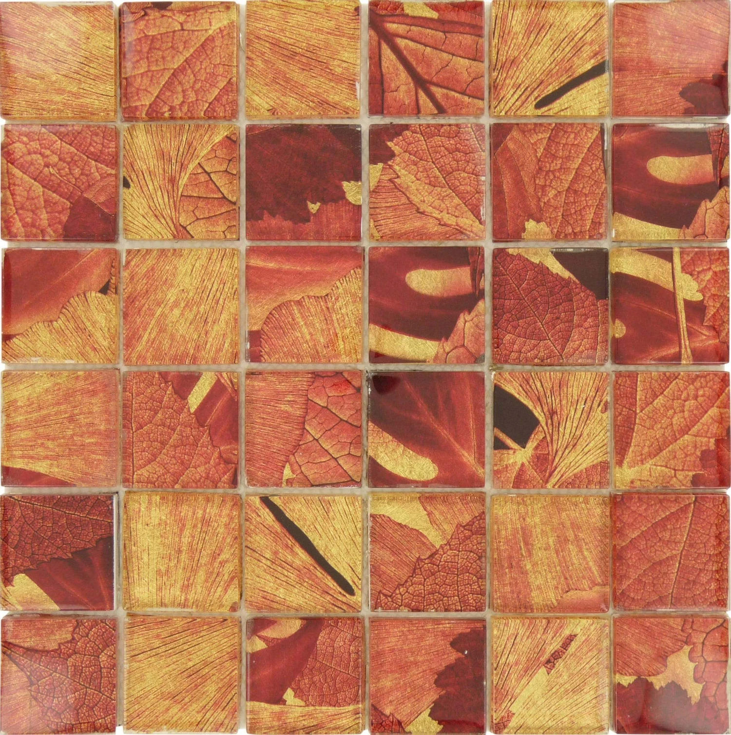 Golden Roses Red 2x2 Glossy Glass Tile 3 Golden Roses Red 2x2 Glossy Glass Tile