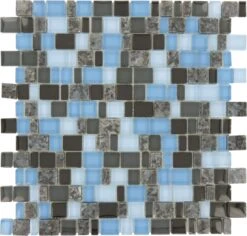 Blue Sequence Mini Random Brick Glass And Stone Tile