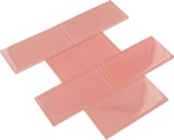 Salmon 3x6 Glossy Glass Subway Tile -Oasistile Store tuscan glass salmon colored tile 3 x6 glass subway tile backsplash 29773628113090