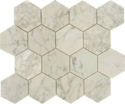 Glacier White Carrara Hexagon Polished Stone Tile